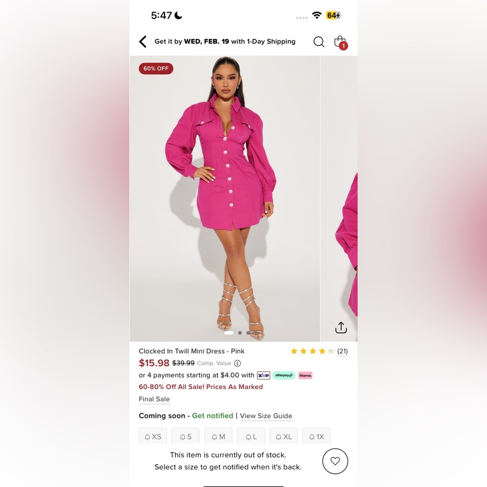 Clocked In Twill Mini Dress - Pink